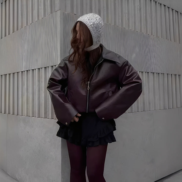 Drune | Modische Lederjacke mit Reißverschluss für Frauen