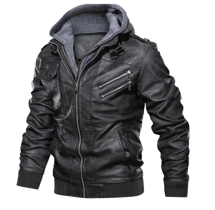 Drune | Lederjacke Mit Kapuze Für Herren