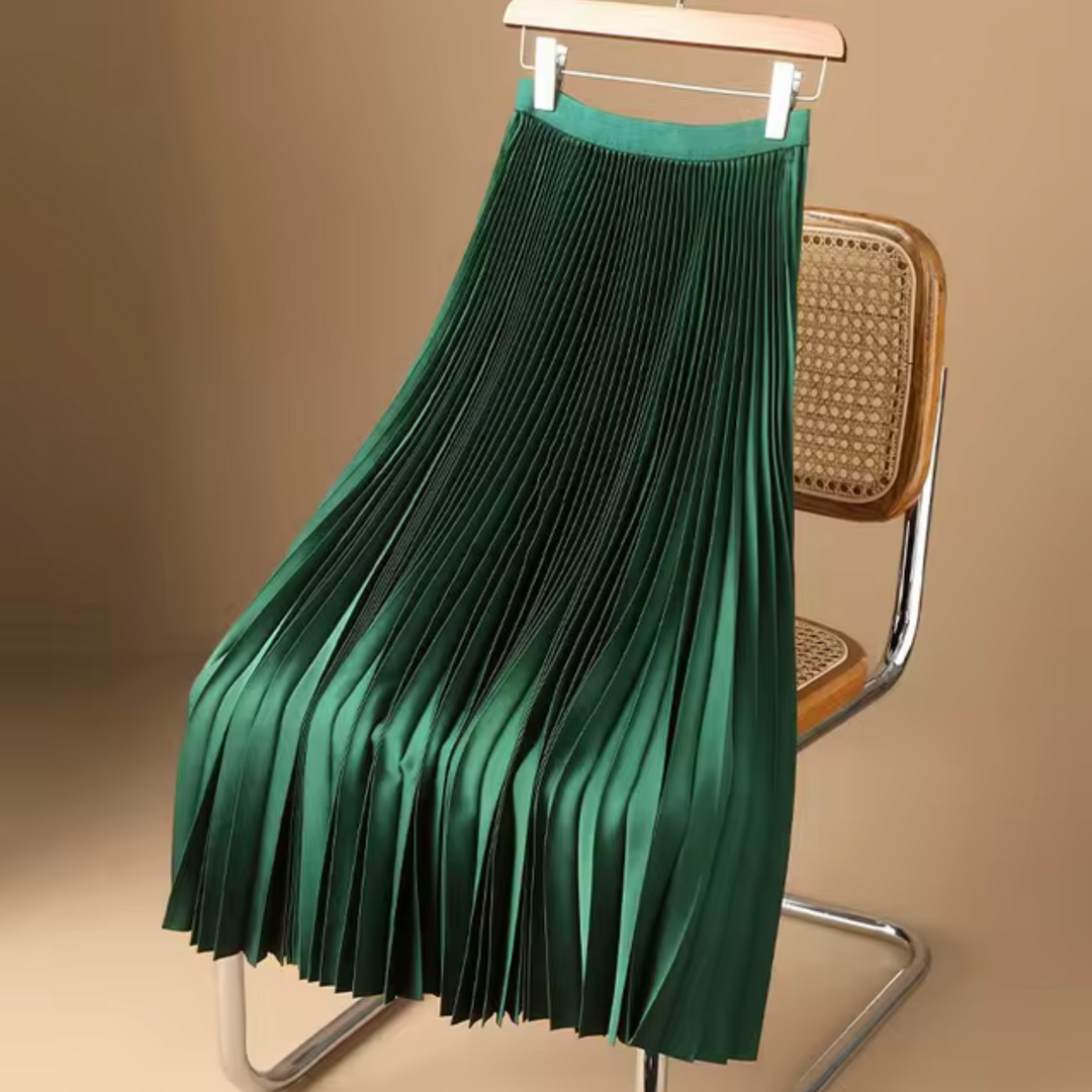 Drune | Plissierter Baumwoll-Satin Maxi-Rock