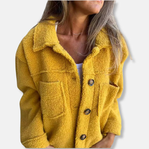 Drune | Sherpa Jacke Weiche Flauschige Textur Lässige Passform Knopfverschluss Und Taschen