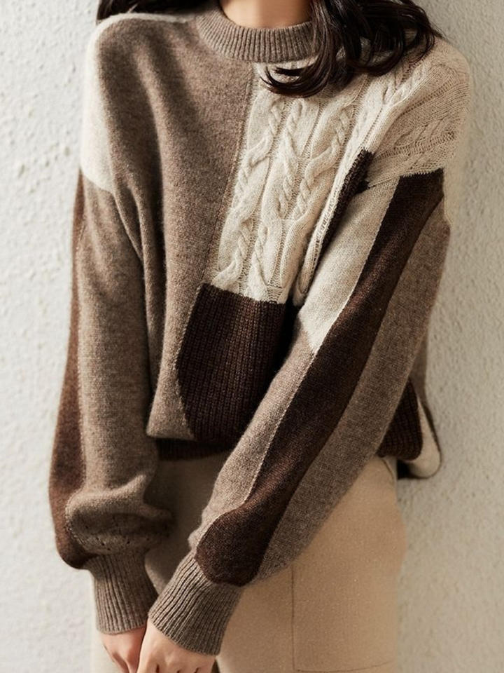 Drune | Schicker & Stylischer Strickpullover in Kontrastfarbe