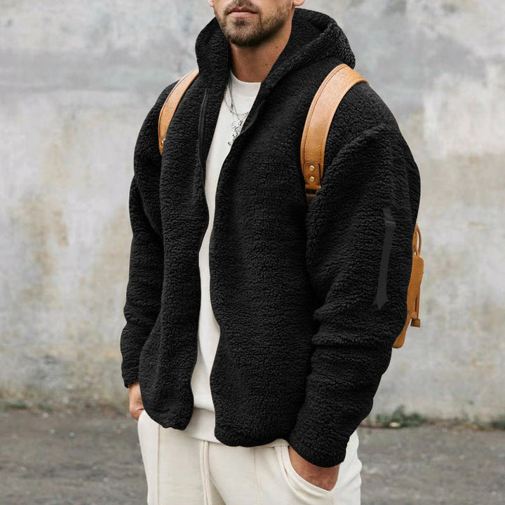 Drune | Hüftjacke aus Plüsch mit Kapuze für Männer
