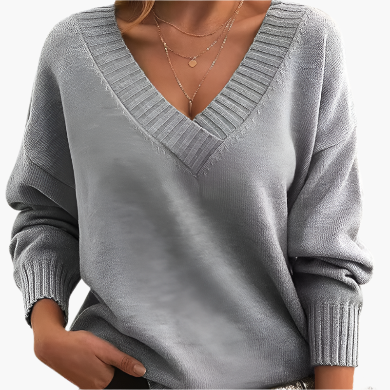 Drune | V-Ausschnitt Pullover - Eleganter Strickpullover im Oversize-Stil für Alltag & Büro