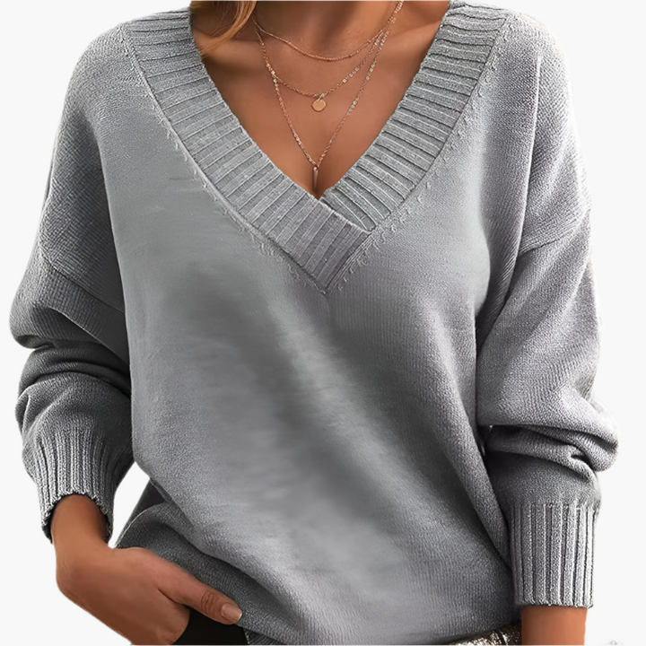 Drune | V-Ausschnitt Pullover - Eleganter Strickpullover im Oversize-Stil für Alltag & Büro