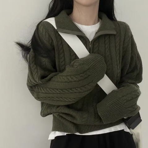 Drune | Vintage Half Zipper Damen Pullover