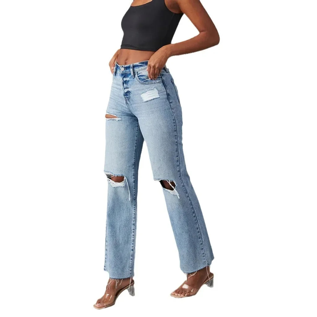 Drune | Zerrissene Hellblau Jeans