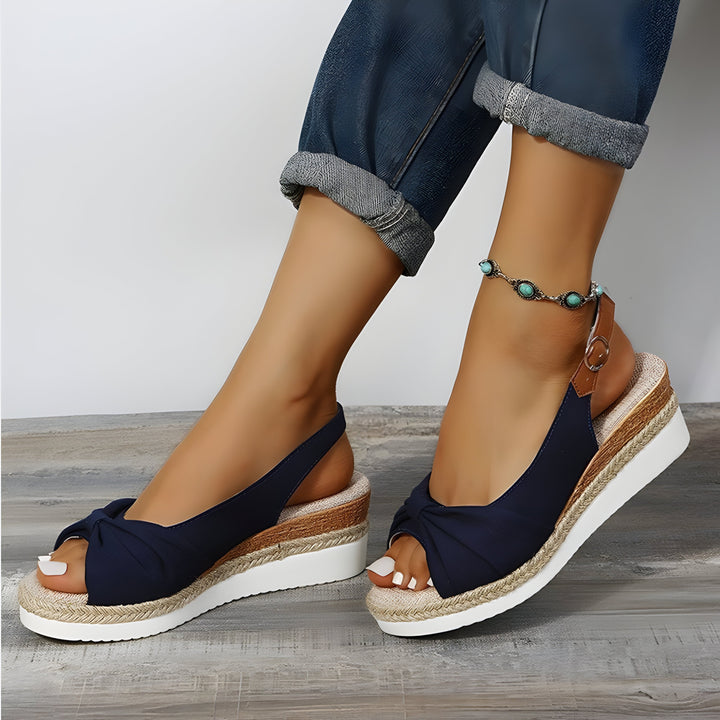 Drune | Orthopädische Keilsandalen Mit Peep Toe