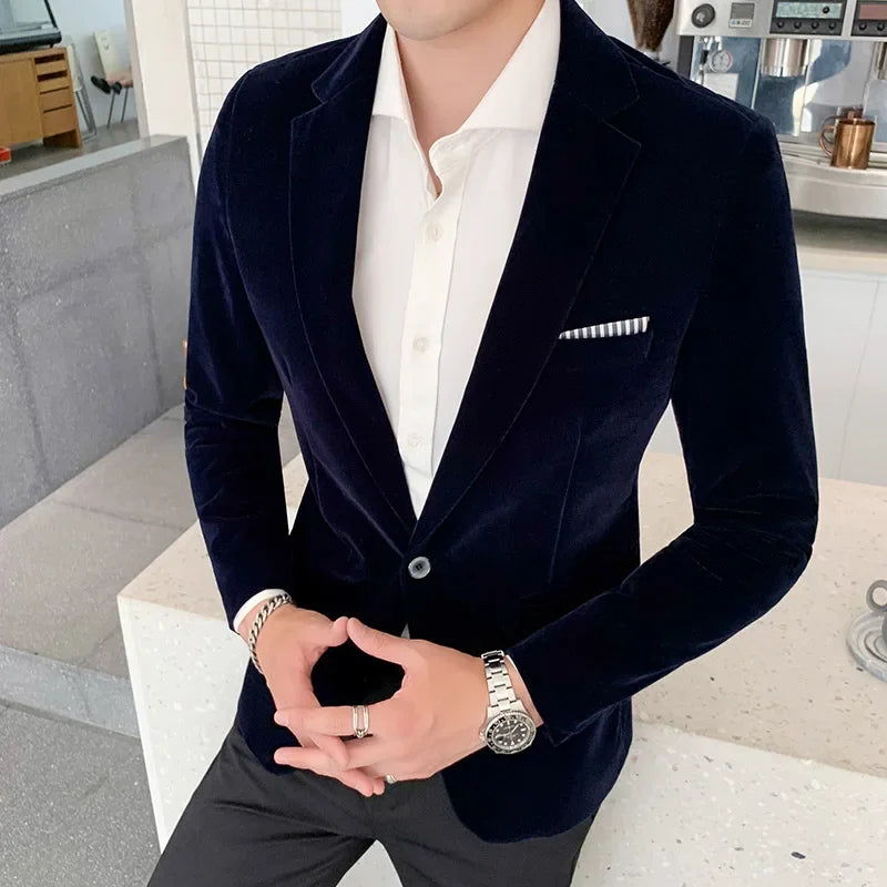Drune | Slim Fit Luxuriöses Samt Einreiher Formeller Schnitt