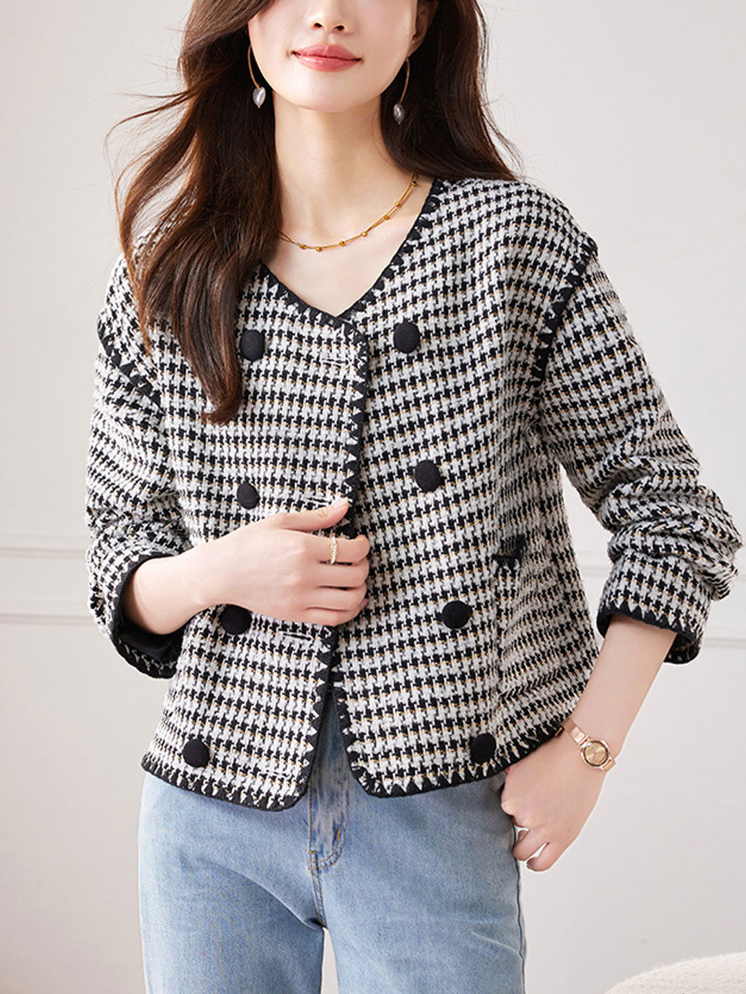 Drune | Klassische Rundhals-Tweedjacke