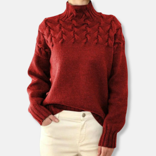 Drune | Wolle Hoher Hals Pullover Kabelstrick Entspannt Passform Pullover