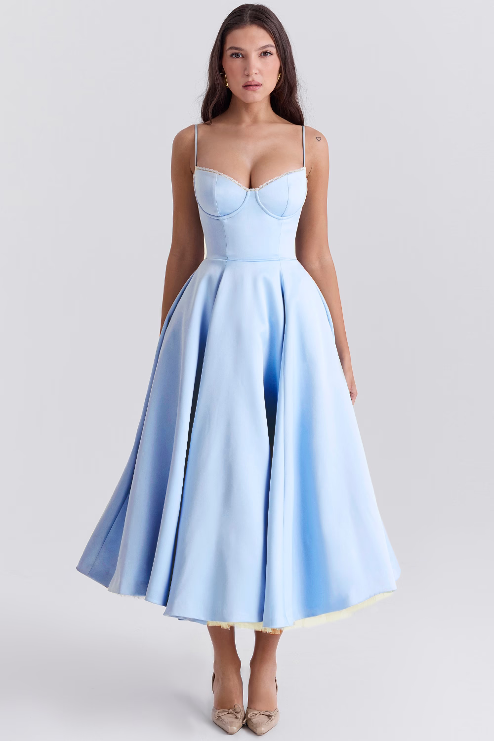 Drune | Luxuriös Ausgestellte Kleid mit Spaghettiträgern für Frauen Hochzeit, Braut und Fest Kasana