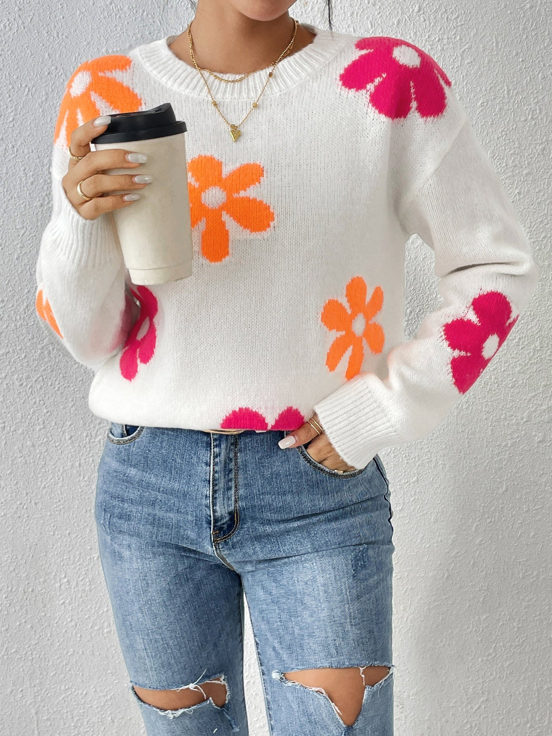 Drune | Strickpullover mit Blumenmuster