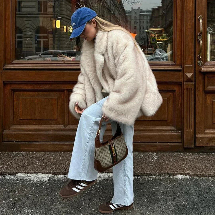 Drune | Trendy Überdimensionierte Kunstpelzjacke Für Frauen