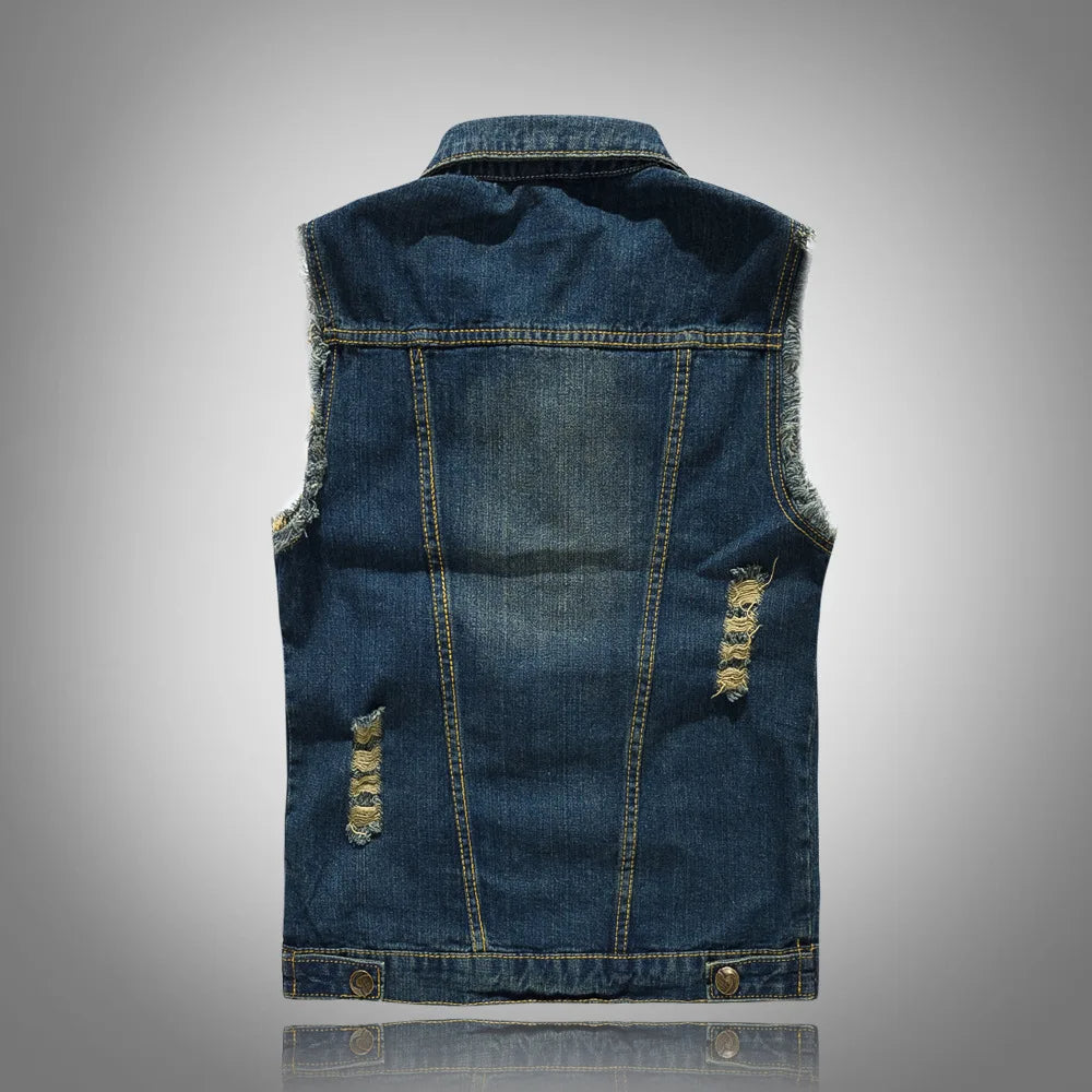 Drune | Zerrissene Denim-Weste