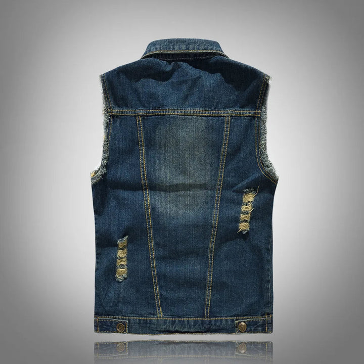 Drune | Zerrissene Denim-Weste