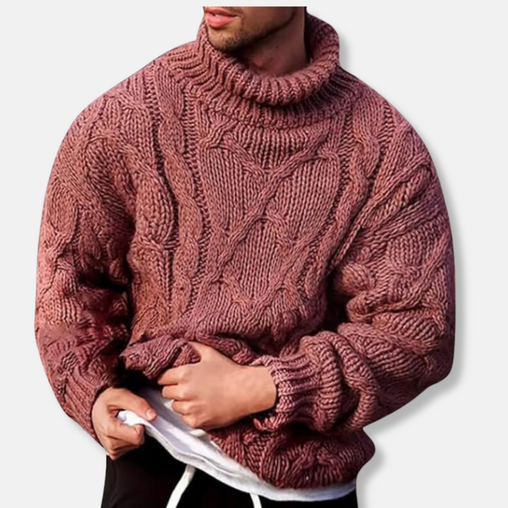 Drune | Rollkragen Wollmischung Lockere Passform Zopfmuster Pullover