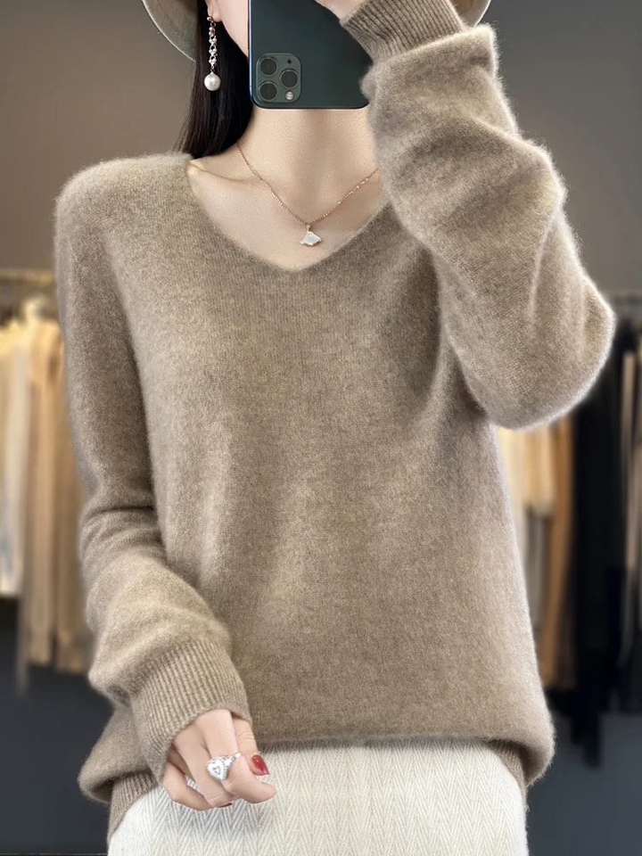 MonAmi V-Ausschnitt Leichtgewicht Kaschmir Pullover Damen
