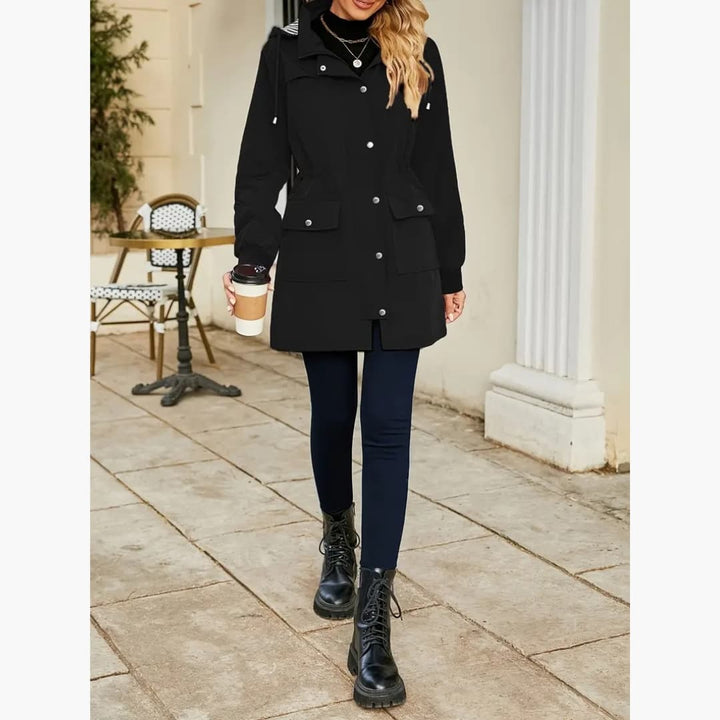 Drune | Elegante Schwarze Kapuzenjacke für Damen