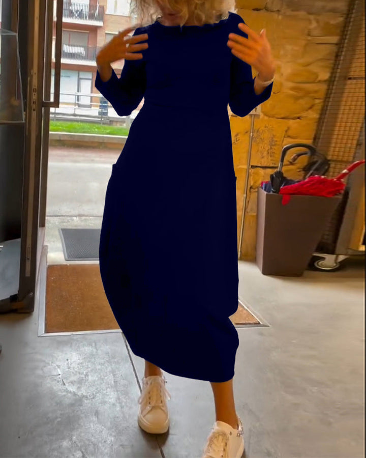 Drune | Kleid mit Rundhalsausschnitt und Langen Ärmeln und Tasche