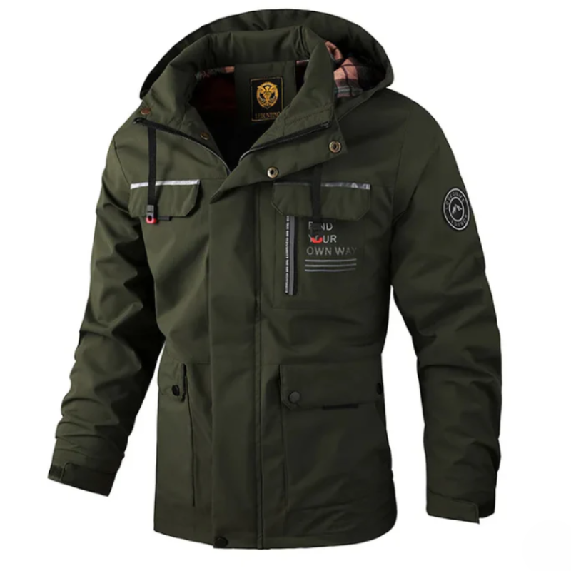 Drune | Herren Winterjacke mit verstellbarer Kapuze und Taschen-Detail-Design