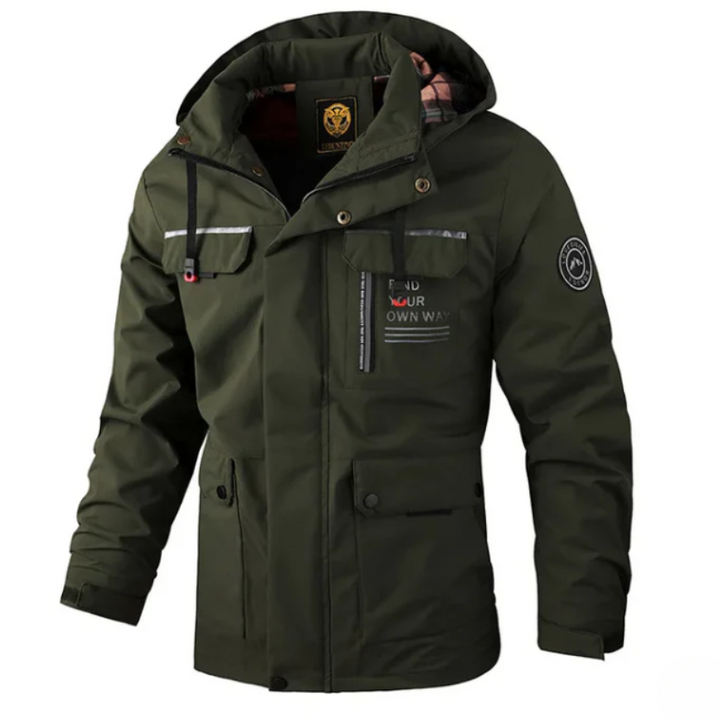 Drune | Herren Winterjacke mit verstellbarer Kapuze und Taschen-Detail-Design