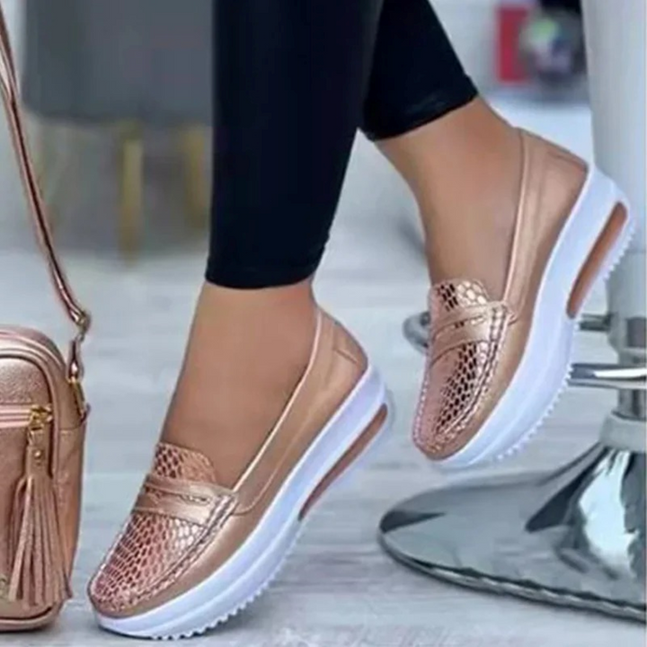 Drune – glänzende Damen-Loafer aus Schlangenleder