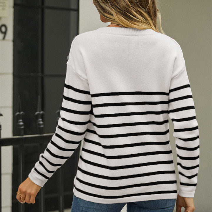 Drune | Gestreifter Strickpullover mit Feinem Muster