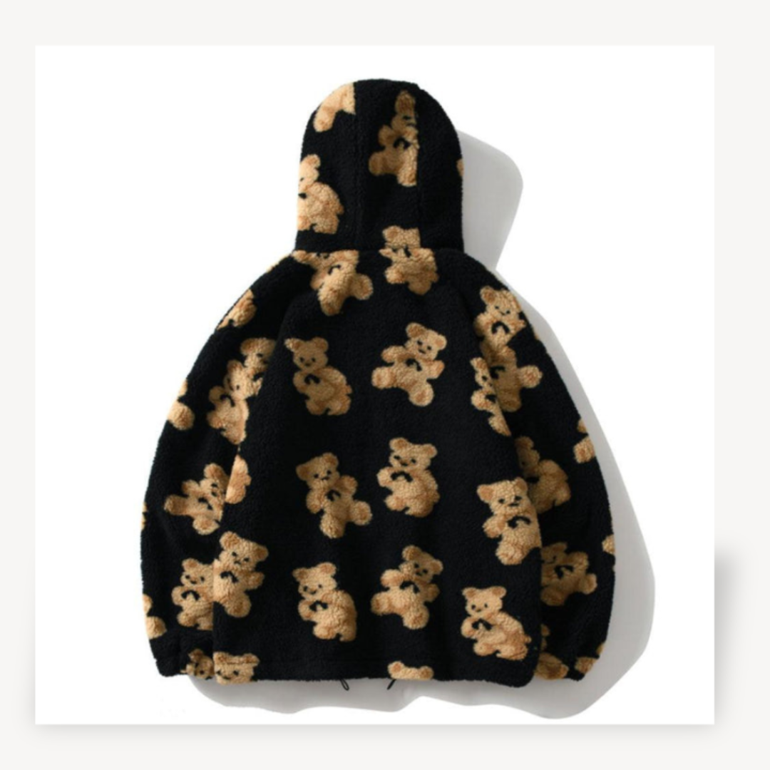 Drune | Teddy Bear Muster Kapuzenjacke für Frauen