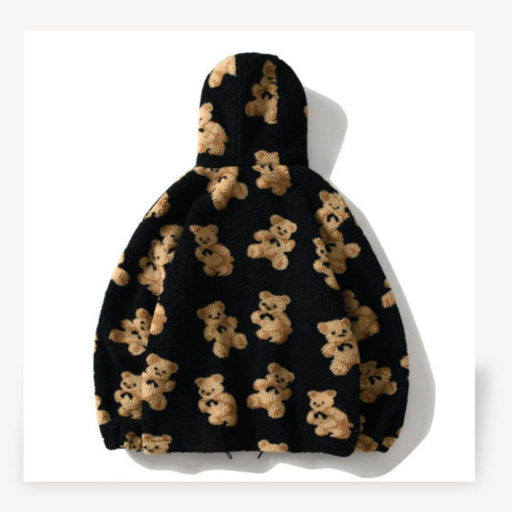 Drune | Teddy Bear Muster Kapuzenjacke für Frauen