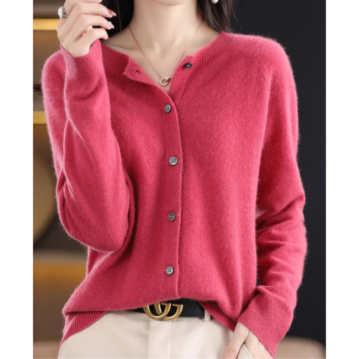 Drune | Strickjacke mit O-Ausschnitt aus reiner Merinowoll