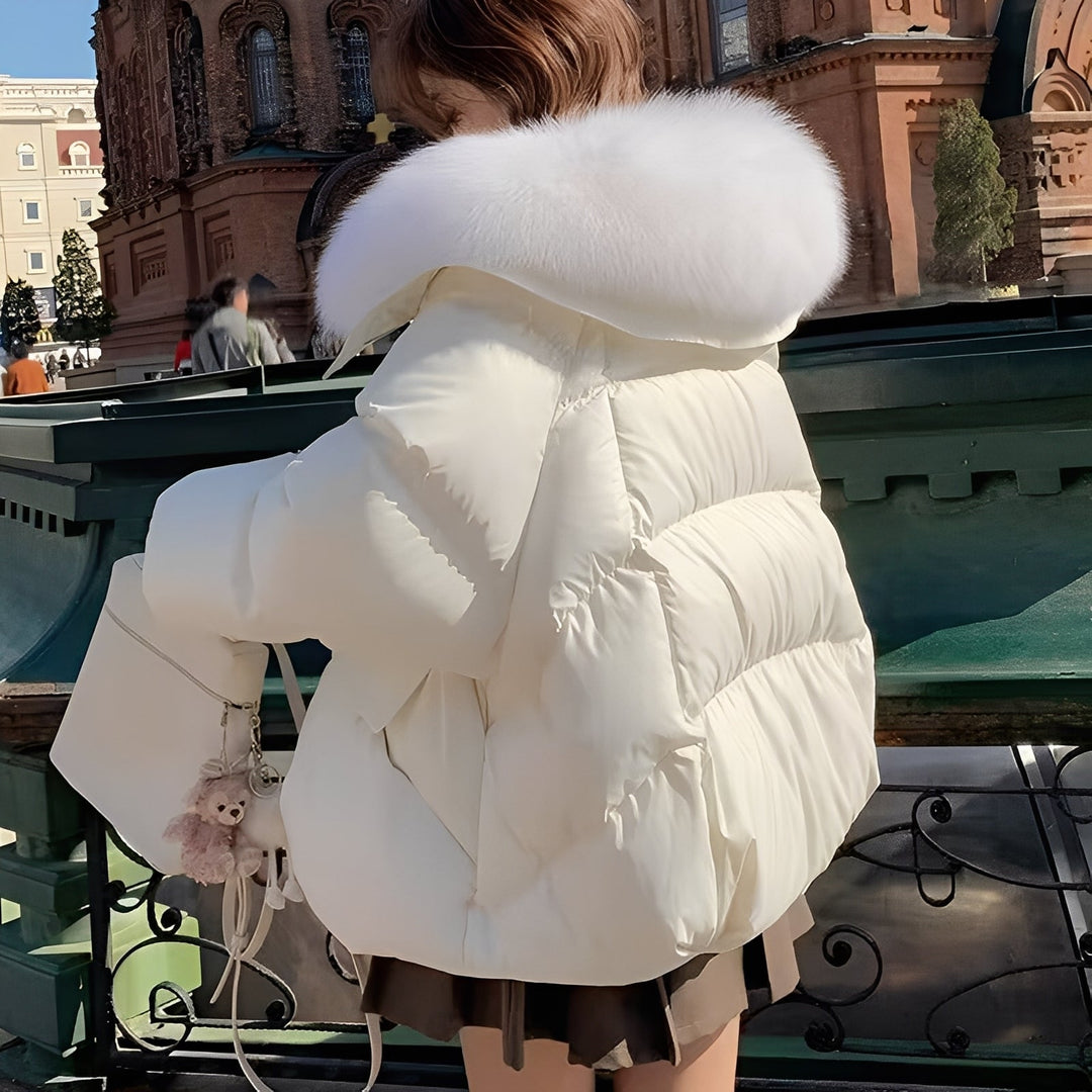 Drune | eleganter Windbreaker Daunenjacke mit Pelzkragen für Frauen