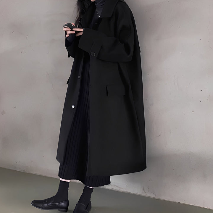 Drune | Klassischer einreihiger Wollmantel für Damen