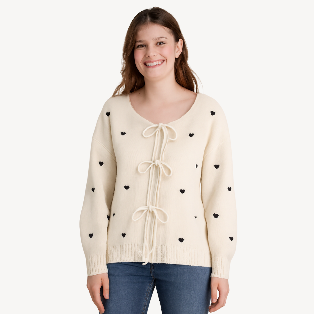 Drune | Herzdruck Baumwoll-Cardigan für Frauen