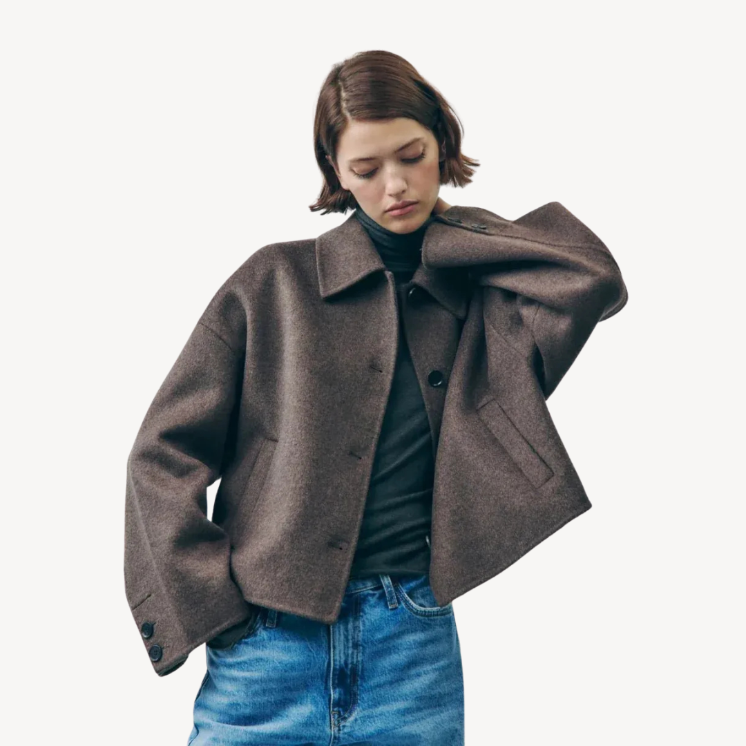 Drune | Damen Braune Oversized Kurze Jacke