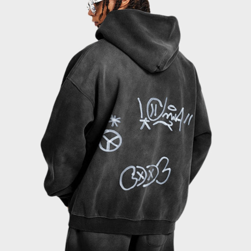 Drune | Hoodie - Oversize Graffiti Print & Y2K Stil