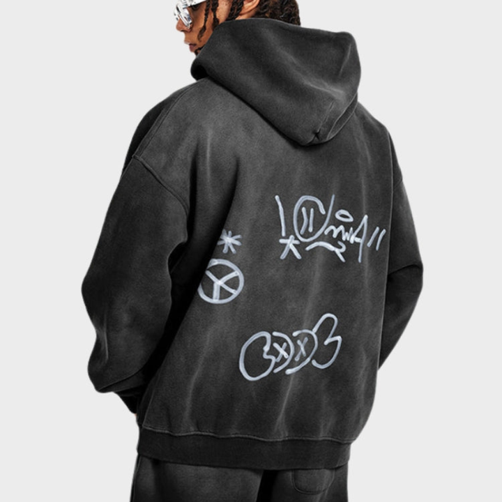 Drune | Hoodie - Oversize Graffiti Print & Y2K Stil