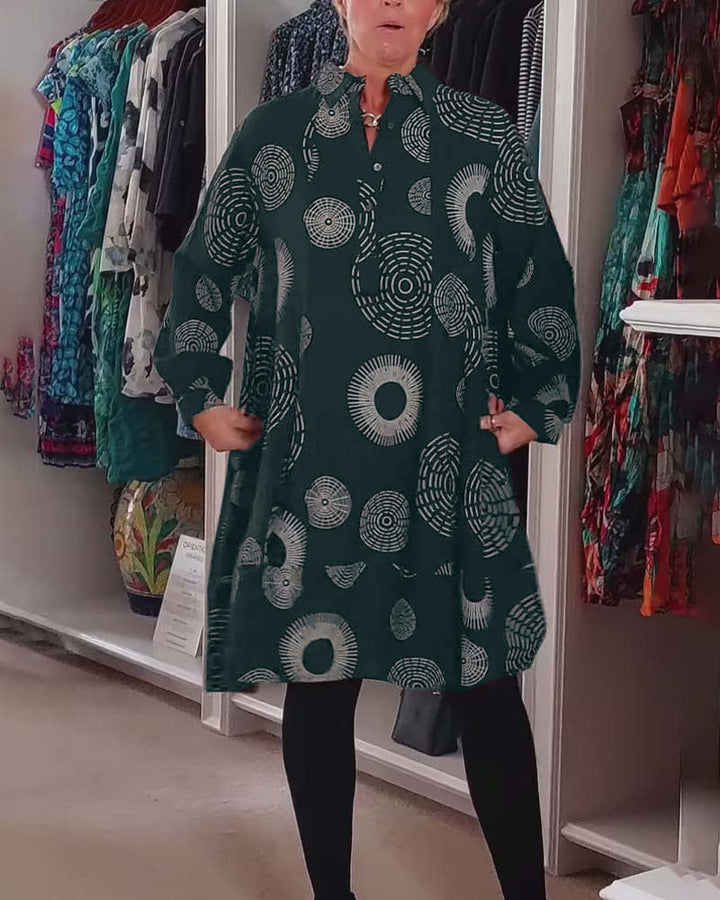Drune | Kleid mit Revers und Geometrischem Print