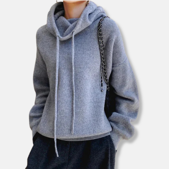 Drune | Gestrickter Sweatshirt - Übergröße Entspannt Passform - Weiches Strickmaterial - Kapuze mit Kordelzug