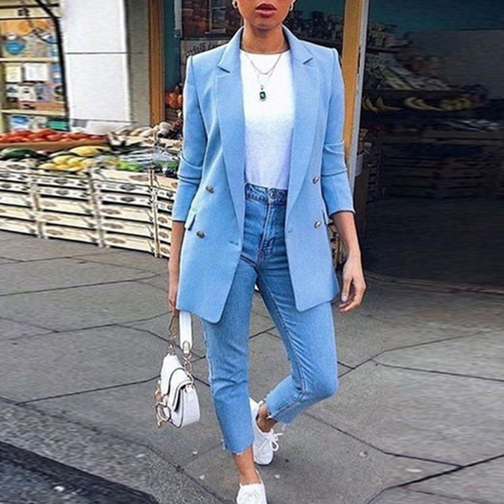 Drune | Damen Blazer Eleganter Longblazer Mit 3/4 Ärmeln, Ideal Für Business Looks