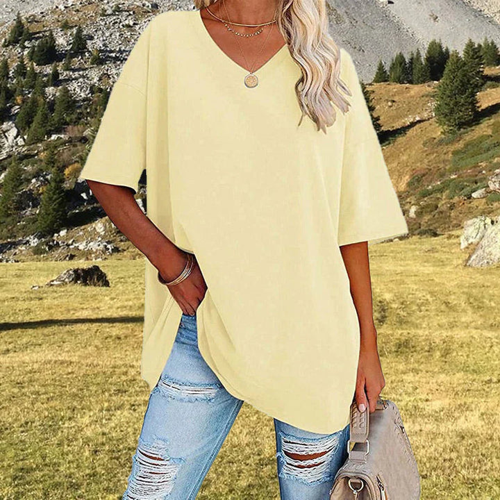 Drune | Lässiges T-shirt Mit Übergröße V-ausschnitt Für Damen