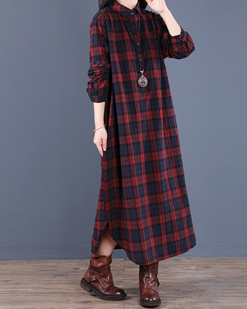 Drune | Langärmliges Karo-Hemdkleid