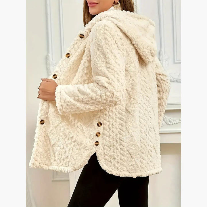 Drune | Gemütlicher Hoodie mit Teddy-Pullover und Knopf vorne für Damen