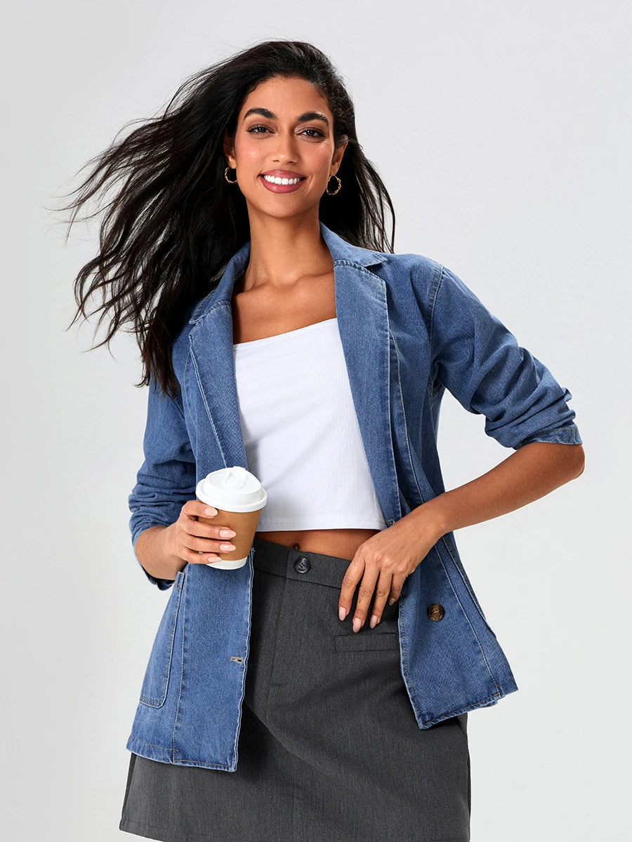 Drune | Denim Blazer mit klassischem Schnitt