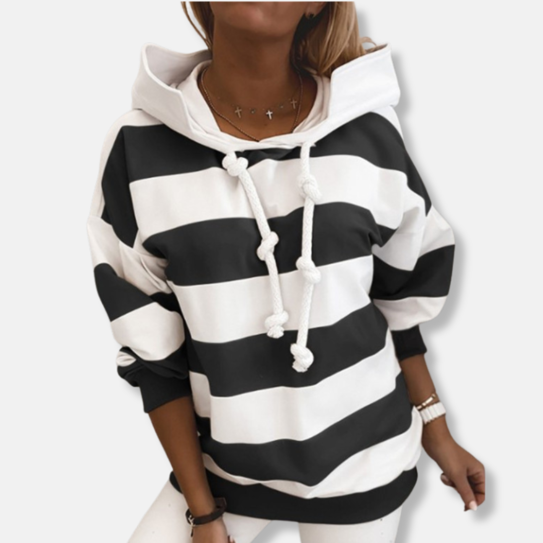 Drune | Lockere Passform Hoodie - Gestreifter lässiger Hoodie