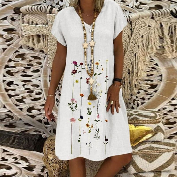 Drune | Bequemes Leinenkleid mit elegantem Muster