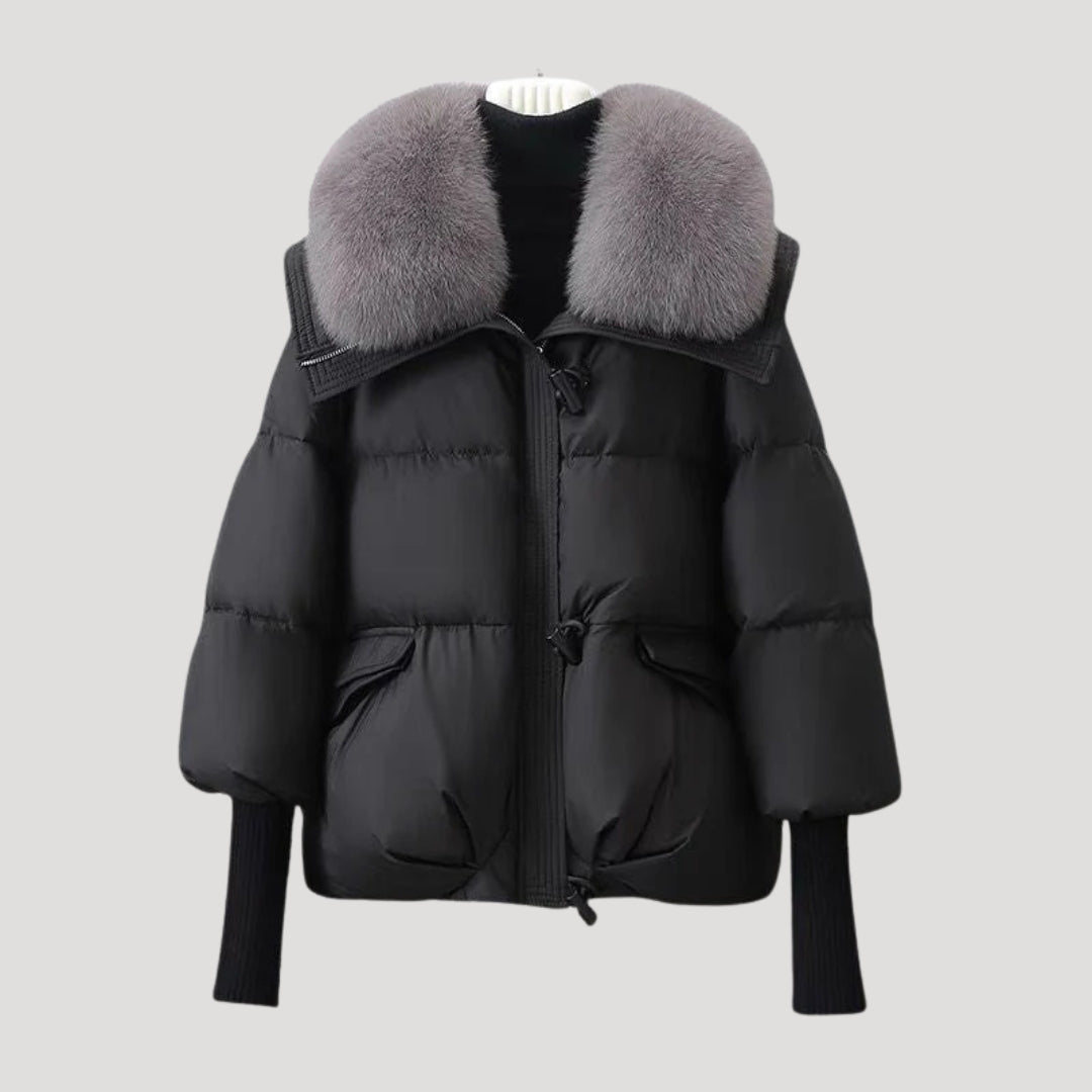 Drune | Damen Schneemannjacke Kunstfellkragen Wintermantel