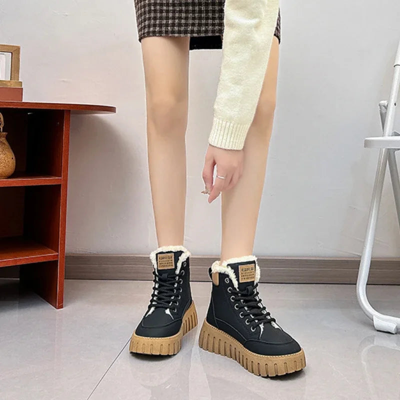 Drune | Damen High Top Dicksohlen Plus Fleece Martin Stiefel