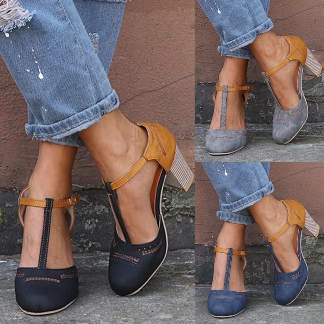 Drune - Hochhackige Schuhe mit runder Zehe und spitzem Riemen