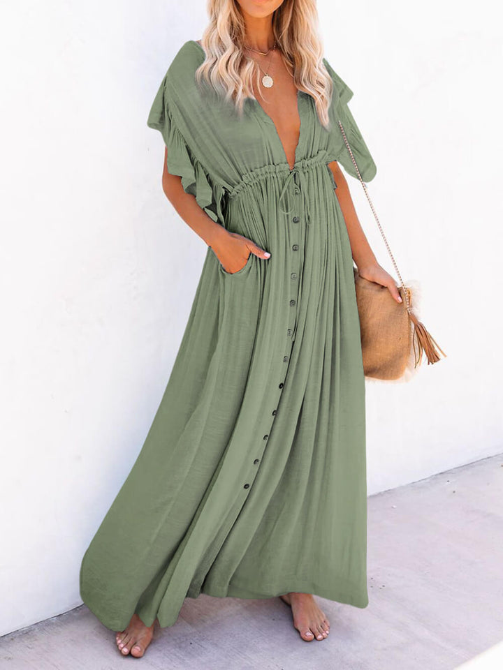 Drune | Stilvolles Maxikleid mit Flatterärmeln für Frauen
