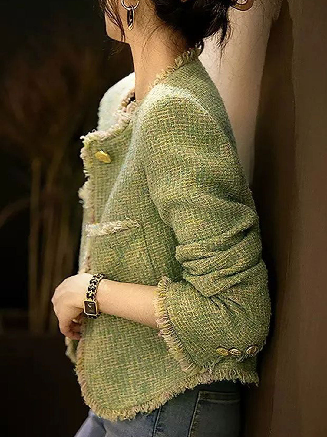 Drune | Elegante Rundhals-Tweedjacke